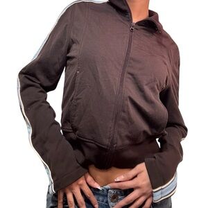 Counterparts Brown and Blue Bomber Jacket with Ribbed Trim